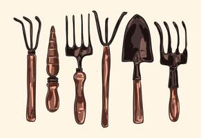 Vintage Rustic Garden Tools Set Illustration vector