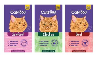 Modern Cat Food Packaging Set vector