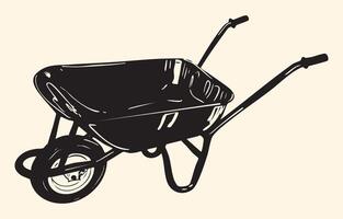 Black and White Wheelbarrow Illustration vector