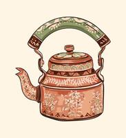 Vintage Rustic Teapot Illustration vector