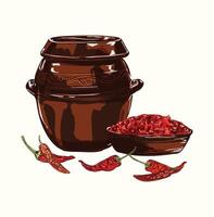 Spicy Gochujang Sauce with Red Chilies vector