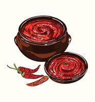 Gochujang Korean Chili Paste Illustration vector