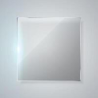Glass banner design on white background. Square banner with soft light. vector