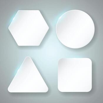 blanco bandera diseño. hexagonal, círculo, triángulo, cuadrado bandera. vector