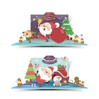 Santa celebrating Christmas with friends vector