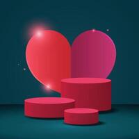 Red Product podium for Valentine's event. Love sign. Red heart. vector