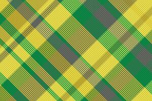 A green and yellow plaid fabric pattern vector