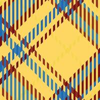 A yellow and blue plaid pattern with diagonal lines vector