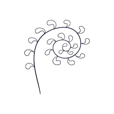 A plant or fern branch twisted in a spiral. A single element drawn with a pen or brush in the doodle style