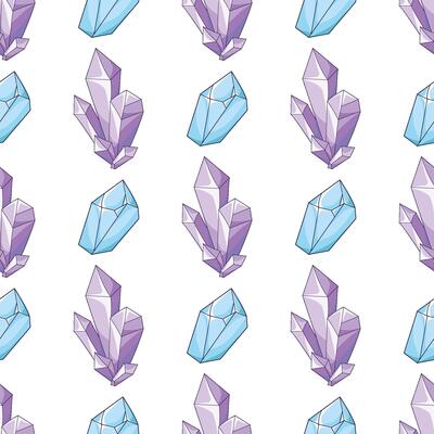 Pattern with crystals of blue and purple color. reflecting light, transparent amethysts, quartzes, ice.