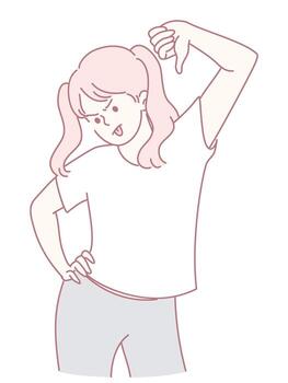 A Colorful and Expressive Girl Displaying Disapproval While Wearing a Casual TShirt vector