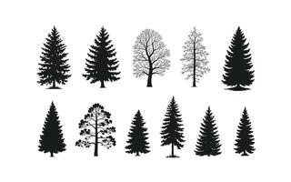 Silhouette Tree Collection Evergreen and Deciduous Trees for Design Elements vector