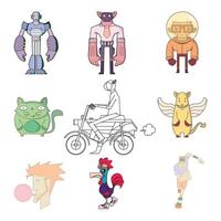 Collection of Various Cartoon Character Illustrations vector