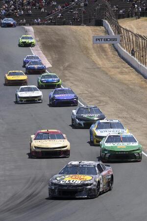 NASCAR Cup Series driver Austin Dillon (3) leads the group as they navigate around Turn 4 at Sonoma Raceway. editorial_image
