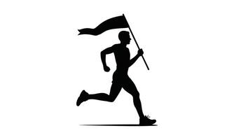 Dynamic running man figure in motion silhouette vector