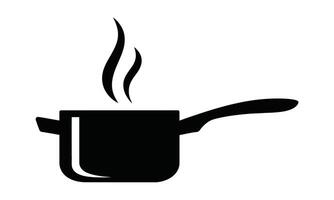 Simple cooking pot outline silhouette vector