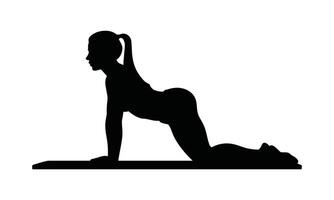 Woman performing fitness exercises in a dynamic silhouette vector