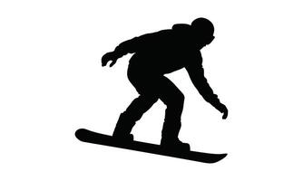 Man snowboarding downhill silhouette vector