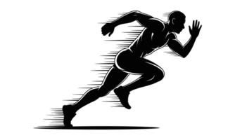 Man running silhouette white background vector