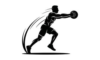 Dynamic handball player silhouette vector