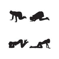 Silhouette Set of Men Sitting on All Fours Illustrations of Male Figures in Crawling and Grounded Poses vector