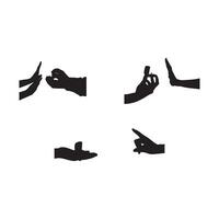 Young woman rejecting a marriage proposal silhouette. A young handsome man is making a proposal silhouette set White Background vector