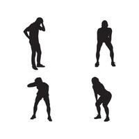 Tired Athlete Silhouette Set Exhausted Sportsman Poses Representing Fatigue, Rest, and Recovery in Active Lifestyle Icons vector
