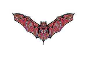 Ethnic Bat Illustration Tribal Style Design Isolated on White Background vector