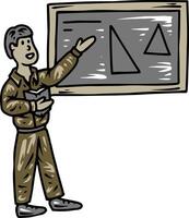 Student presenting geometry on blackboard illustration vector