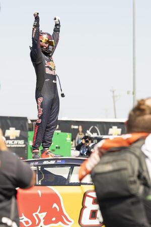 NASCAR Cup Series driver Shane van Gisbergen (88) reacts after winning the NASCAR Toyota / Save Mart 350 at Sonoma Raceway. editorial_image