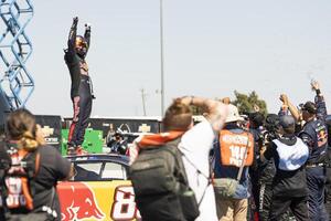 NASCAR Cup Series driver Shane van Gisbergen (88) reacts after winning the NASCAR Toyota / Save Mart 350 at Sonoma Raceway. editorial_image