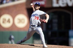 Los Angeles Dodgers pitcher Ben Casparius (78) delivers a pitch against the San Francisco Giants during the 11th inning at Oracle Park. editorial_image