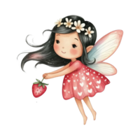 A fairy with a strawberry in her hand png