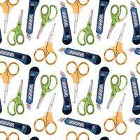 Pattern of colorful scissors and cutting tools vector