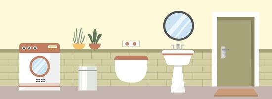 Modern bathroom with washing machine and sink vector