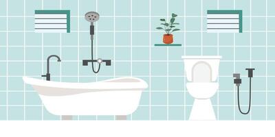 Modern bathroom with tub and toilet vector