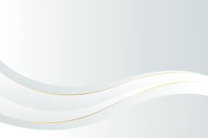 Simple white-grey wave background with gold lines vector