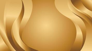 Minimalist abstract gold metallic background with fluid curves vector