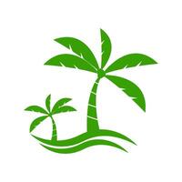 two coconut trees above the waves vector