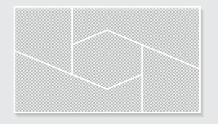 Photo Collage Hexagon Frame Effect Mockup. Template for branding, posters, invitations, nostalgic design, photo album, scrapbook