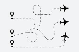 A plane flying along a dotted line, flying plane with twisted vector