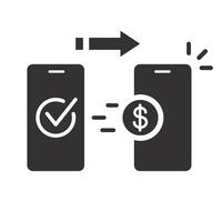 wireless pay with mobile phone, transfer money with phone icon, online payment, transaction concept, flat illustration vector