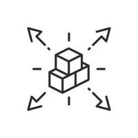distribution icon, parcel delivery, logistics services, thin line symbol on white background - editable stroke illustration eps10 vector