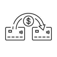 transfer money from card to card, icon, online financial transactions, thin line illustration vector