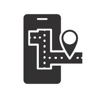 city street map on phone, gps navigation app icon, local system, flat illustration vector