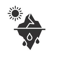 problem global warming, iceberg melting icon, sun and glacier, change climate, flat illustration vector