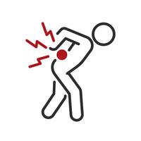 back pain icon, backache concept, thin line symbol on white background - editable stroke illustration vector