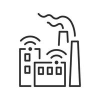 smart industry icon, digital factory production, automation manufacturing, thin line web symbol on white background - editable stroke illustration eps10 vector