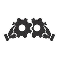 mechanical gears, corporate work icon, setting cog wheels, engine circle, flat illustration vector