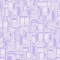Seamless geometric pattern with hand drawn shapes and lines. Modern tribal style in white and violet, purple, lavander. Template for textile, wrapping paper, stationery, backgrounds, decor vector
